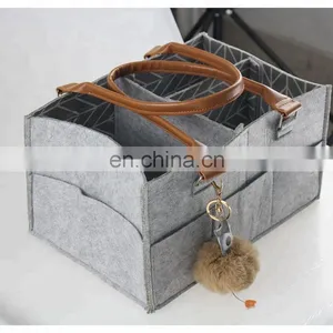Customized Felt Diaper Caddy Bag With Cotton Lining and Changing Pad thumbnail-3
