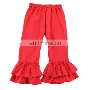 Wholesale Kid Little Girls Stretchy Flare Pants Icing Ruffles Solid Colors Ruffle Leggings thumbnail-6