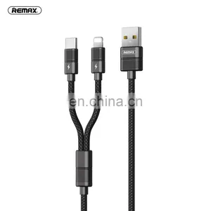 Remax 2.4A Cell Phone Accessories 2 In1 Data Cables, 1M TPE Zinc Alloy USB to Type C Lighnting thumbnail-2