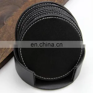 Leather Drink Coasters With Holder thumbnail-3
