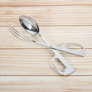 Stainless Steel Salad Servers Spoon Scissor Tong Serving Tong With Spoon Fork thumbnail-4