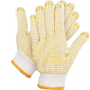 Anti Slip 7Gauge White Polycotton Liner PVC Dotted Work Gloves thumbnail-2