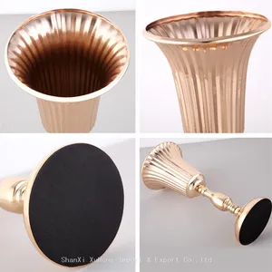 Elegant Wedding Flower Vase 20/27/39 cm Metal Gold Flower Stand Holder For Home Wedding Party Decoration thumbnail-3