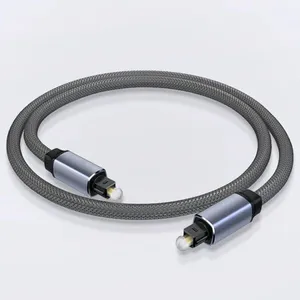 OEM Factory Wholesale OD4.0 Nylon Braide 1.5m Aluminum Shell Toslink Optical Cable for Audio-Bookshelf Speakers & Soundbar thumbnail-2