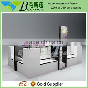 Fashion Design Wood Glass Perfume Stands Showcase Kiosk for Cosmetics thumbnail-2