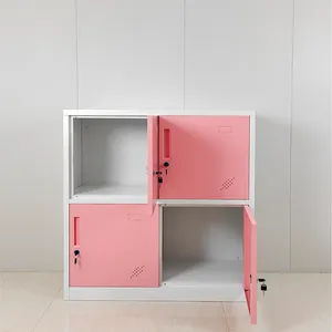 Pink Color Small 4 Doors Steel Locker School Kindergarten Metal Storage Cabinet Locker thumbnail-2