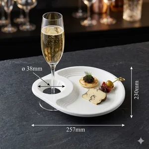 Lightweight Disposable Gourd Tray 12x5x3 Inch Fiber Molded Handheld Drink & Food Carrier Stackable Design thumbnail-5