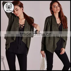 2015 Women Winter Short Waterfall Faux Suede Jacket thumbnail-1