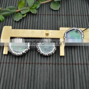 LFD-004B ~ DIY Druzy Gray Pearl Pave Rhinestone Connectors Spacer Beads Handmade Jewelry thumbnail-1