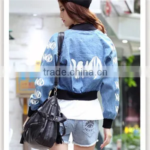 DJ213872 Slim Ladies Apparel New Design Woman Denim Jeans Jacket Woman HOT SELLING 2014 China Wholesale Garment Slim Shape thumbnail-2