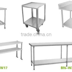 Restaurant Stainless Steel Kitchen Corner Work Table With Splashback And Under Shelf BN-W16 thumbnail-4