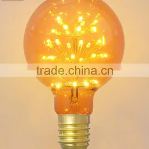 2400k Vintage Edison Style Globe Lamp With Amber Glass G95 E26 120v ul ce Rohs thumbnail-1