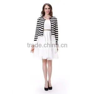 2016 Spring Black And White Strip Women Coat thumbnail-2