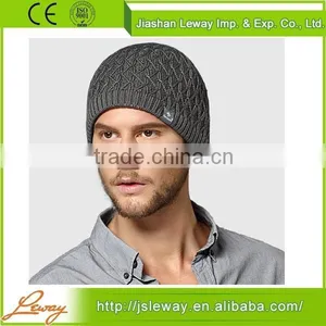 High Quality China Sale Men's Fashion Black Knitted Rib Beanie thumbnail-3