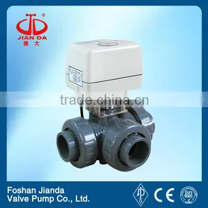 12V Electric Actuator Pvc 3 Way Ball Valve thumbnail-1