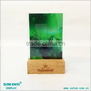 Double-Side Acrylic/Natural Material Wood Bar Menu Holder thumbnail-3