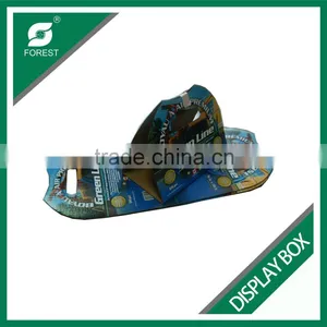 CUSTOM PRINT C FLIUTE CORRUGATED DISPLAY CARTONS PAPERBOARD FLAT SHIPPING CARRIERS WITH HANDLES thumbnail-3
