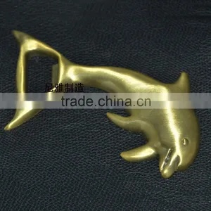 Porpoise Shape Gold Plating Metal Beer Bottle Opener Keychain thumbnail-1