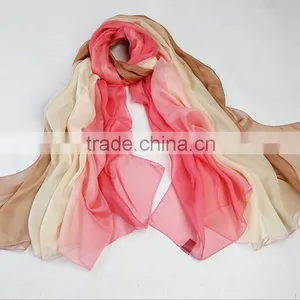 100%silk Multi-coloured Long Silk Scarves thumbnail-1