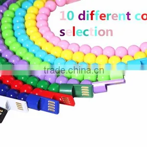 Candy Color Wearable Bracelet Wrist Pearl Micro USB Cable&8pin Cable for IPhone5/6 thumbnail-5