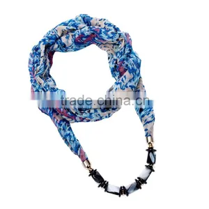 Excellent Quality Gorgeous Print Scarf Necklace Decorated With Jade Necklace Chain thumbnail-3