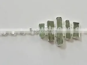 Green Kyanite Rough 925 Sterling Silver Bracelet, Designer Sterling Silver Jewelry, 925 Designer Jewelry thumbnail-1