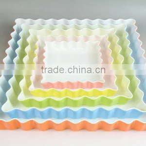 Bakeware Colorful Glazed Corrugated Ceramic Square Plate thumbnail-2