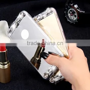 Mirror Case for Iphoen 6 6 Plus 5s Luxury Gold Bling Diamond Soft TPU Case Ultra Slim Phone Back Cover thumbnail-1