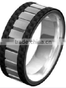 2016 Hot Sales 8mm Titanium Rings High Polish Wedding Band for Men Carbon Fiber Titanium Ring Band thumbnail-1