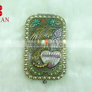 Good Quality & Sale Bronze Rhinestone Makeup Mirror/ Charm Bronze Pocket Mirror/high Quality Rhinestone Cosmetic Mirror thumbnail-1
