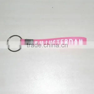 Hot Sale Concave Logo Silicone Bracelet Keychain, Silicone Wristband Keyring thumbnail-1