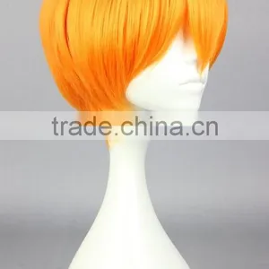 Costume Short Orange Wig With Bangs N377 thumbnail-2