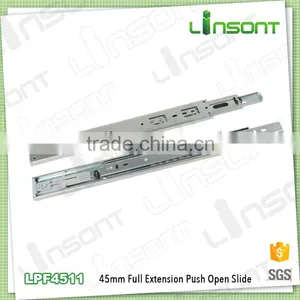 Hardware Supplies 45mm Full Extension Push Open Telescopic Slide Hardwares Ball Bearing Slide thumbnail-1