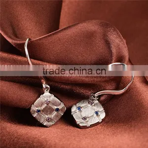 Cheap Made In China Piercing Square Spinel And Ruby Silver Earrings thumbnail-2
