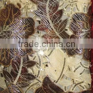 African Organza Lace With Sequins Embroidery CL8098-1coffee thumbnail-1
