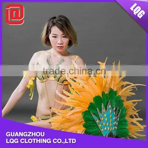 Carnival Costumes Samba Hot Sale Beaded Brazil Feather Headdress Party Costume for Carnival CC012 thumbnail-2