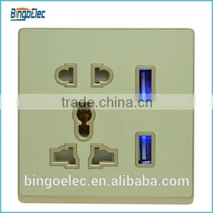 5pin Wall Socket With Double USB Charger Socket,Input 220V thumbnail-1