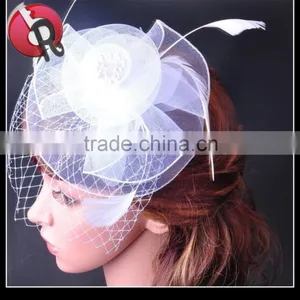 Party Women Feather Fascinator Handmade Wedding Lace Flower Hair Clip Accessory thumbnail-3