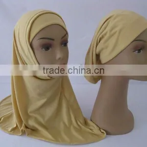 Two Pieces Hijab, Arabic Wear Solid Color G-SD163# thumbnail-3