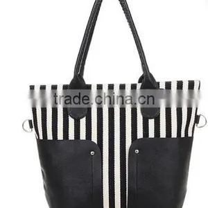 Canvas Beach Tote Bag Leather Handle(CAS15-049) thumbnail-2