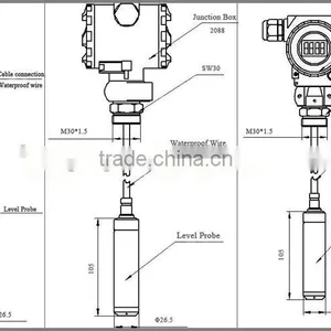 Submersible Water Level Sensor 4-20ma Level Transmitter With Indicator thumbnail-2