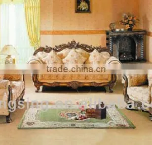 Luxury Hand Carved Wood and Fabric Sofa Set thumbnail-1