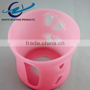 Hollow Out Colorful Silicone Cup Sleeve Use for Baby Bottle thumbnail-1