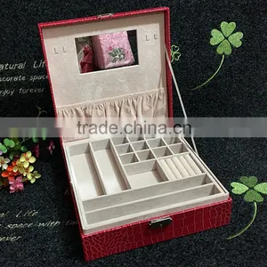 Chinese Factories Wholesale Custom Luxurious Leather Jewelry Box, Red Beautiful Watch Box thumbnail-3