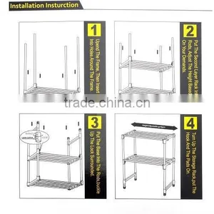 Kawachi Kitchen Microwave Oven Racks Double Bowl Stainless Steel Rack thumbnail-4