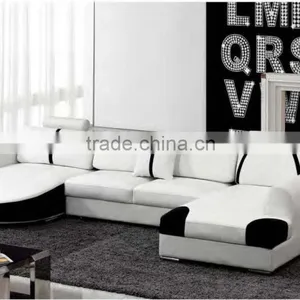 Bisini Living Room European U Shape White Leather Sofa Furniture thumbnail-1