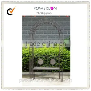 Antirust Metal Garden Arch With Bench thumbnail-4