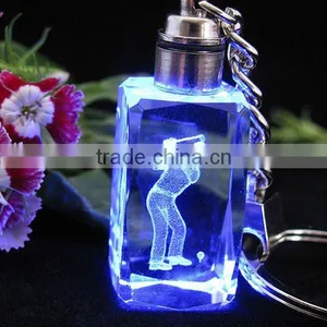 Handmade 3d Laser Playing Golf Crystal Keychain thumbnail-1