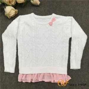 Falbala Long Sleeves Special Cable Pattern Sweater for Girl thumbnail-1