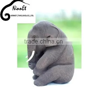 Wood Carved Elephant From Thailand thumbnail-3